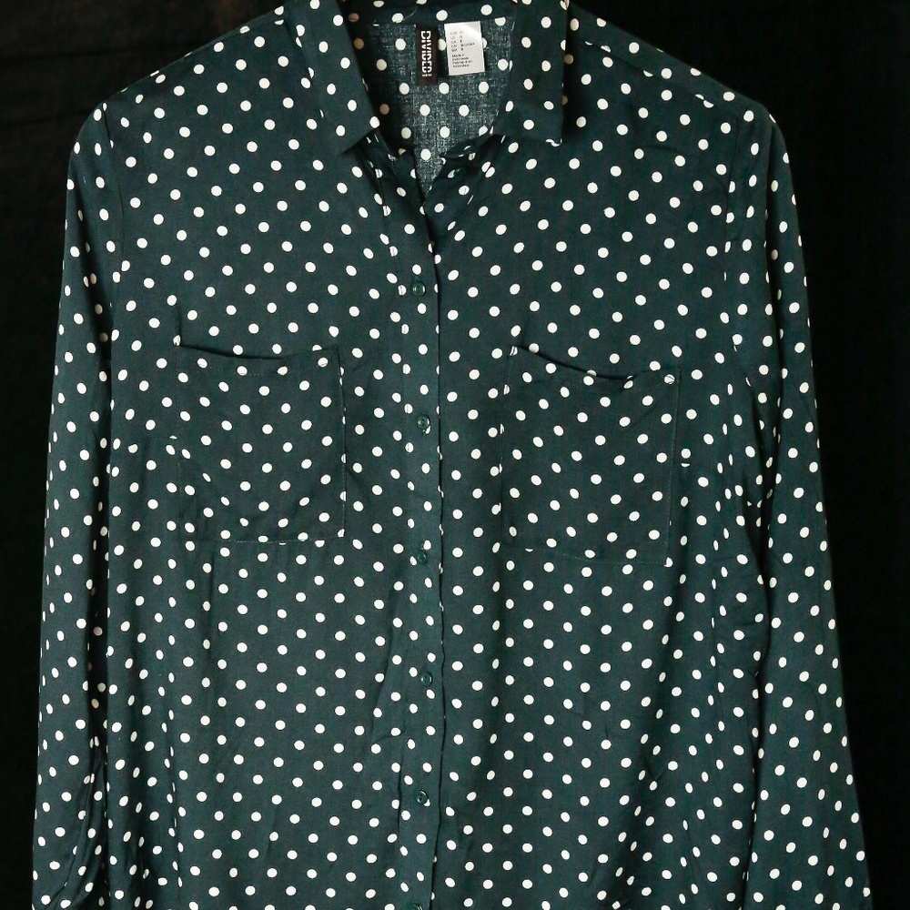 Green Polka Dot button down